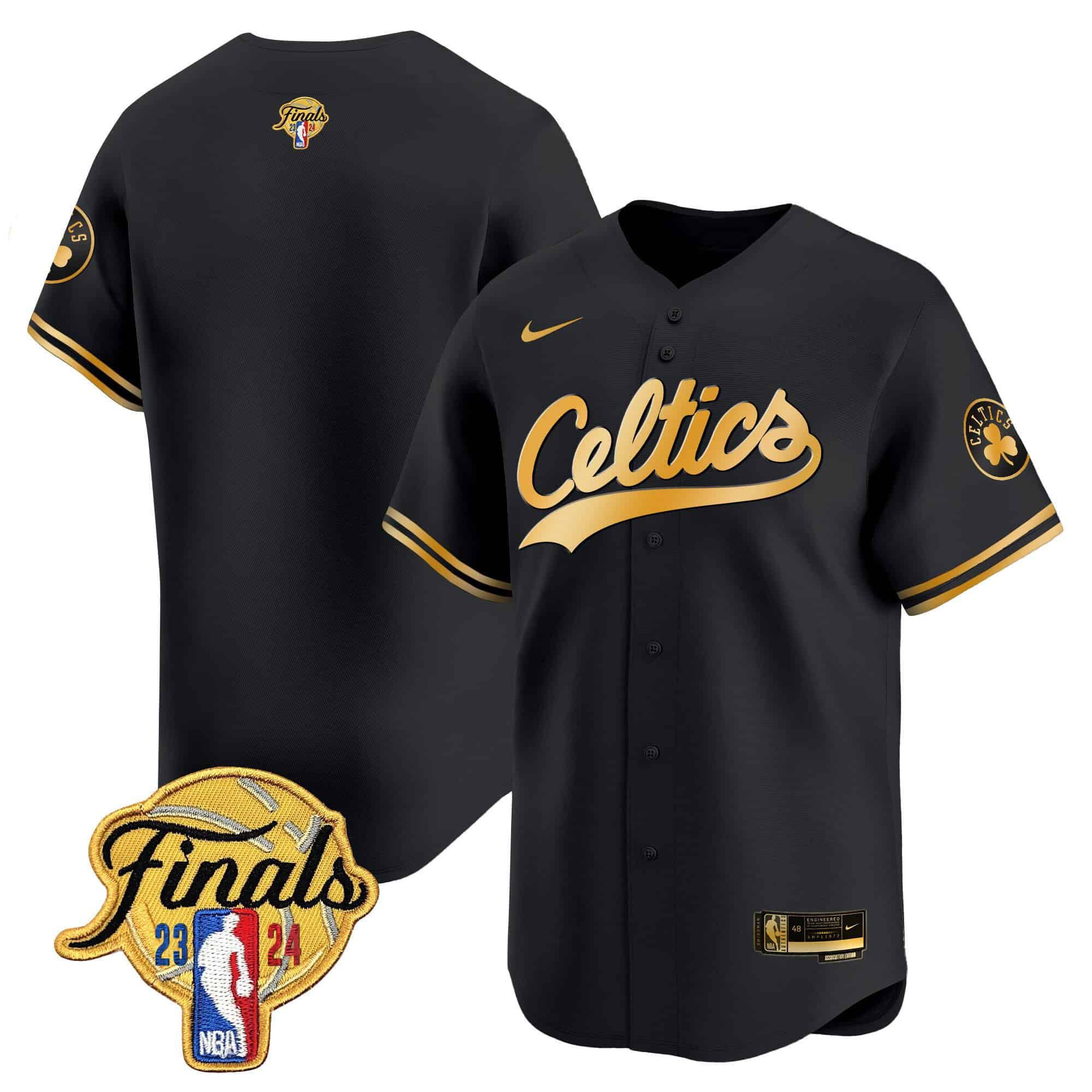 Men Boston Celtics Blank Black 2024 Nike Finals Patch Baseball NBA Jersey->boston celtics->NBA Jersey